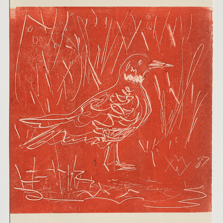 Red Birdprint 6" x 5.75"paper 10" x 5.75"