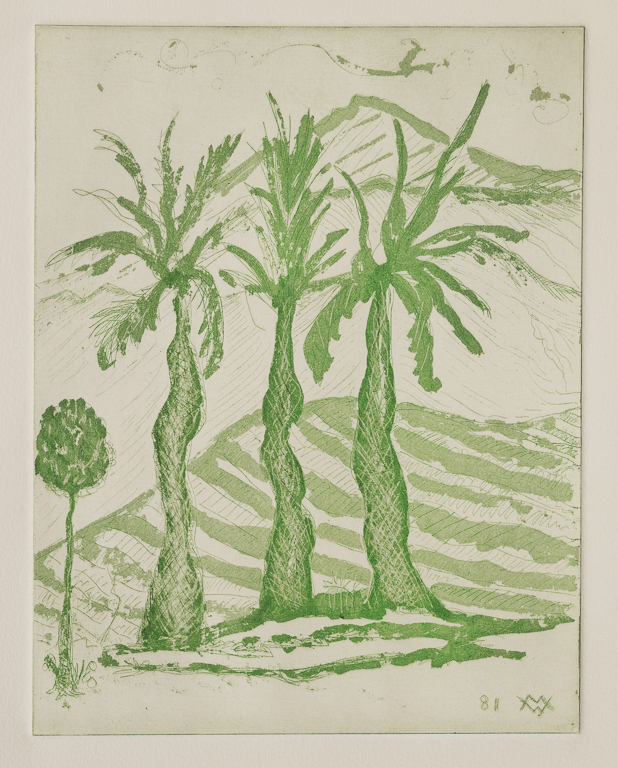 Three Palm Trees, 1981print 9" x 7"paper 14.75" x 11"