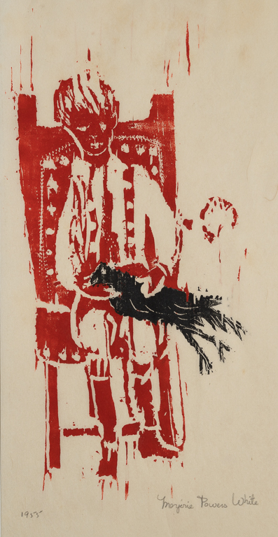 "Boy With Sleeping Bird" (from book), 1955matted at 12" x 6"paper 13.5" x 8.25"