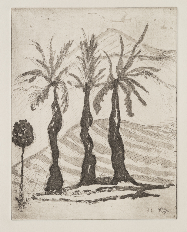 Three Palm Trees, 1981print 8.875" x 6.875"paper 13.5" x 10.5"