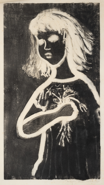 Girl with Flowers, 1960print 17" x 9.25"paper 24" x 13"