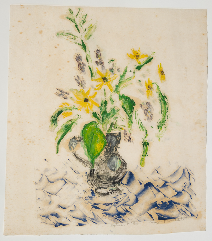 Pitcher with Flowers, September 15th 1960print 13" x 9.25"paper 13" x 12"